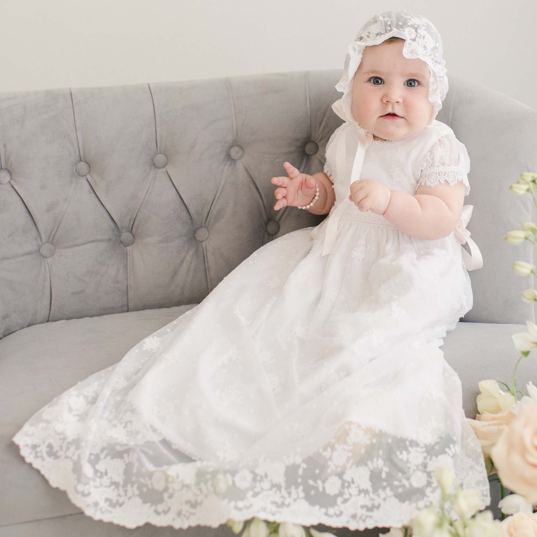 Amazon.com: 3Pcs Set Baby Girl Dress Christening Baptism Gowns Formal  Dress: Clothing, Shoes & Jewelry